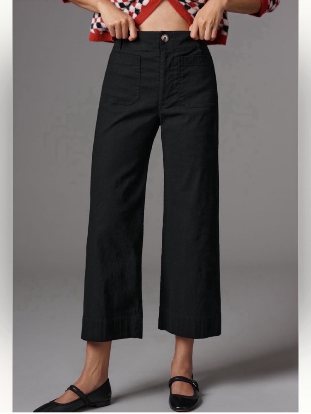 Maeve Black Cropped Wide-Leg Pants - Picture 3 of 12